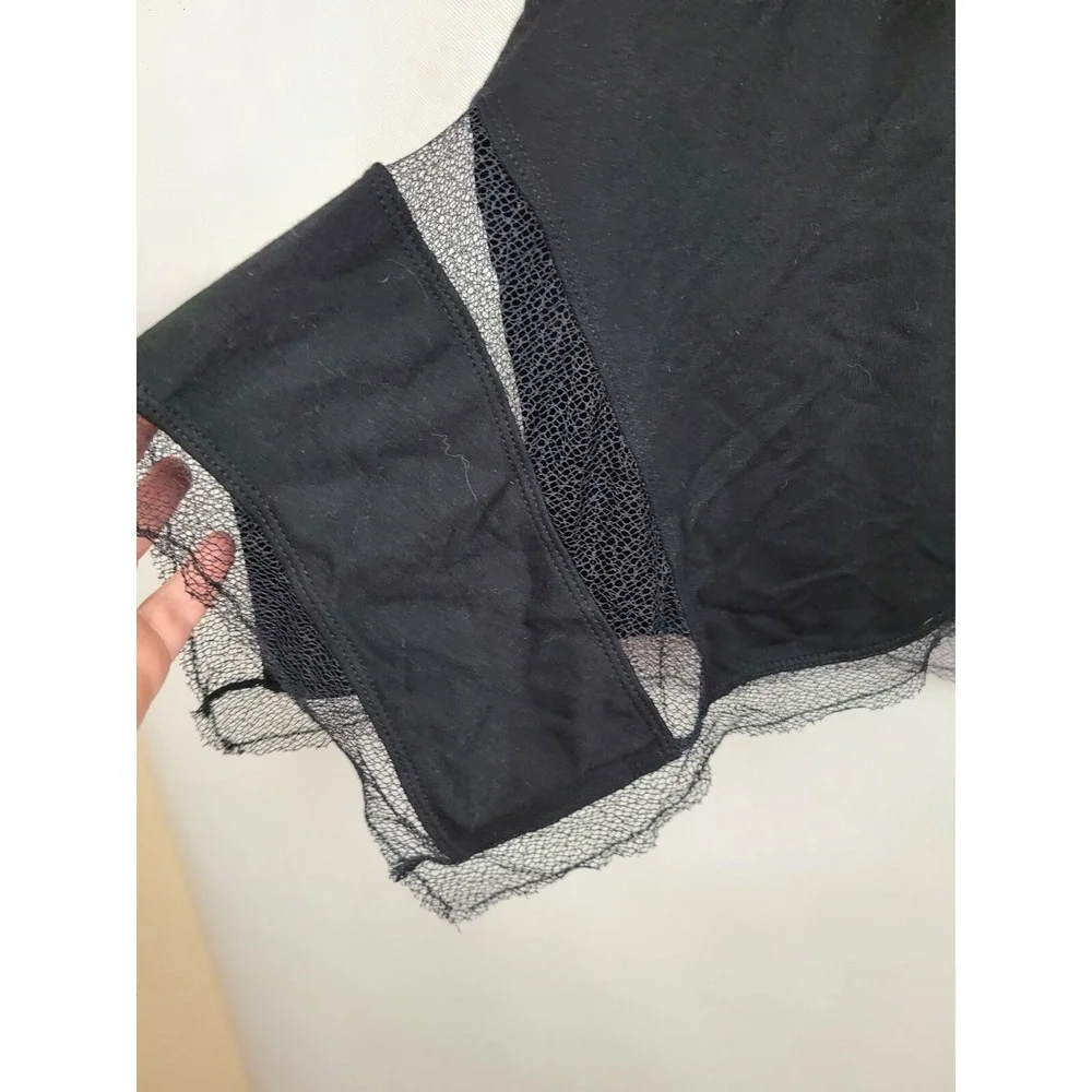 Liberty Garden BOHO Tank Top Womens Large Black Mesh Detail Uneven NWT - Picture 6 of 11